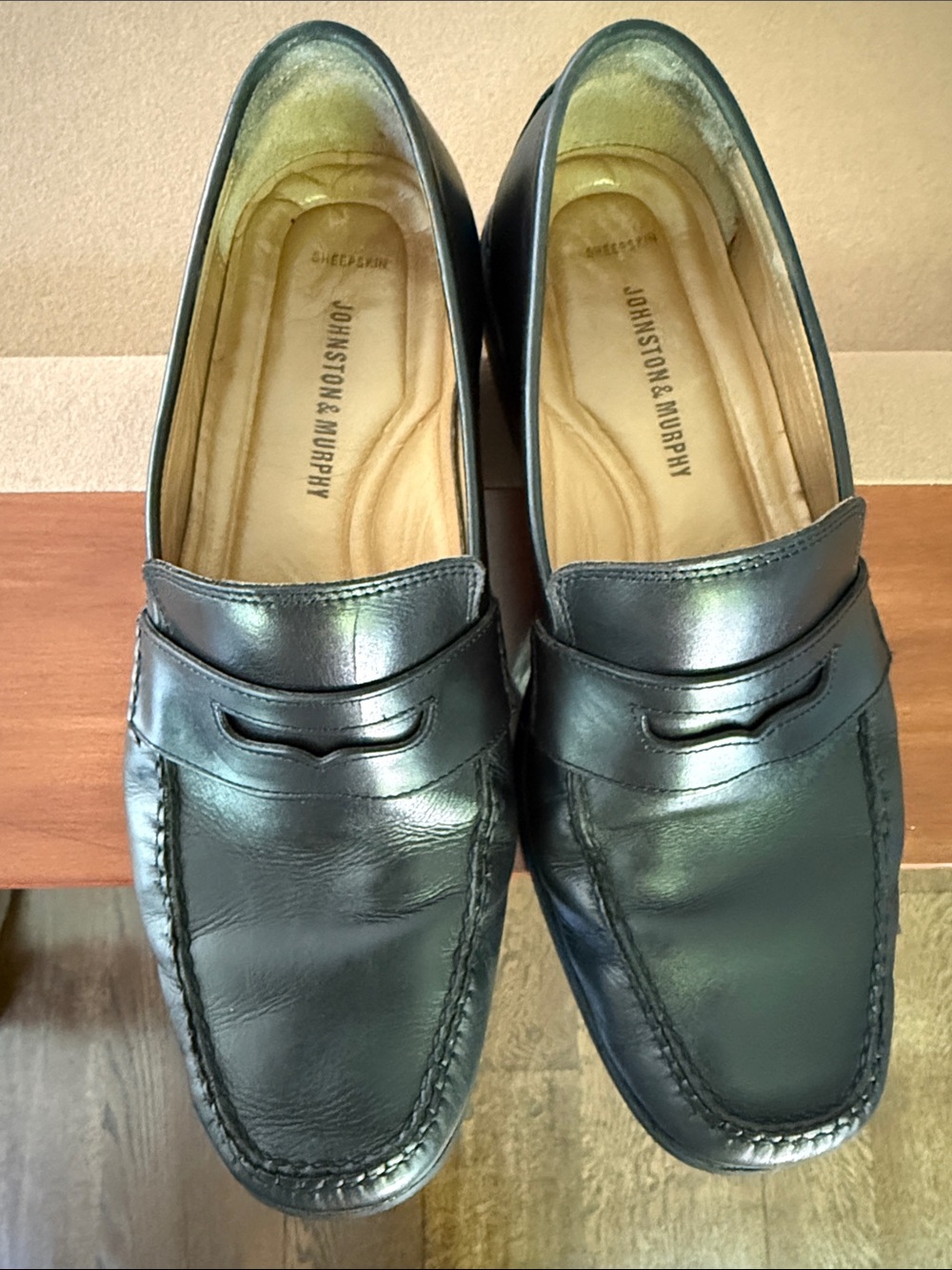 Johnston & Murphy Black Leather Penny Loafers